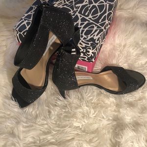 Dian von Furstenberg ankle strap sparkly 3” heels
